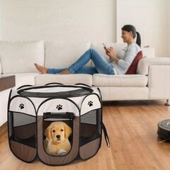 Heavy Duty Oxford Pet Leikkikehä, Taitettava koiran ja kissan häkki, Kannettava Oxford Fabric Kennel, täydellinen sisä- ja ulkokäyttöön 74x74x43cm harmaa hinta ja tiedot | Sängyt | hobbyhall.fi