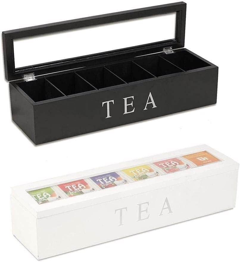 Bamboo Tea Box -teerasia, jossa 6 lokeroa puinen teepussirasia kannella ja samettiläppäinen teerasia aromatisoimaan intensiivistä teenautinta varten, Nature Schwarz hinta ja tiedot | Keittiövälineet | hobbyhall.fi