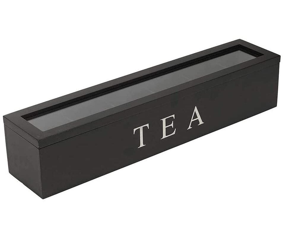 Bamboo Tea Box -teerasia, jossa 6 lokeroa puinen teepussirasia kannella ja samettiläppäinen teerasia aromatisoimaan intensiivistä teenautinta varten, Nature Schwarz hinta ja tiedot | Keittiövälineet | hobbyhall.fi