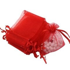 Lahjapussit - organza, punainen, 10 x 14 cm - korujen ja pukukorujen pakkaamiseen. hinta ja tiedot | Lahjapaketointi | hobbyhall.fi