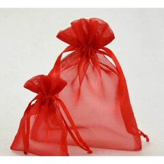 Lahjapussit - organza, punainen, 10 x 14 cm - korujen ja pukukorujen pakkaamiseen. hinta ja tiedot | Lahjapaketointi | hobbyhall.fi