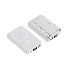 Magneettinen langaton virtapankki 10 000 mAh 22,5 W USB C kannettava ulkoinen akkulaturi P20 W kaapelilla iPhone Xiaomi Whitelle hinta ja tiedot | Puhelimen akut | hobbyhall.fi