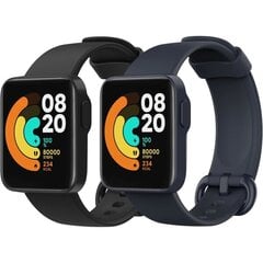 2-pack rem for Xiaomi Mi Watch Lite/Redmi Watch, mjukt silikonersättningsband sportarmband - svart/blått hinta ja tiedot | Älykellojen ja aktiivisuusrannekkeiden lisätarvikkeet | hobbyhall.fi