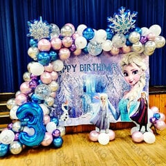 92kpl Disney-teema-taustaseinä Frozen Juhlakoristelu Elsa Anna Folio Ilmapallot Numeropallo Tyttövauva Syntymäpäiväjuhla Kids hinta ja tiedot | Ilmapallot | hobbyhall.fi