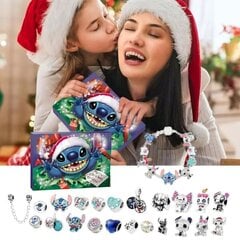 Stitch Advent Calendar Rannekoru 2024 Tyttöjen 24 Päivän Joulukalenteri Tee-se-itse korujen valmistussarja 22 charmihelmeä 2 rannerengasta hinta ja tiedot | Joulukoristeet | hobbyhall.fi