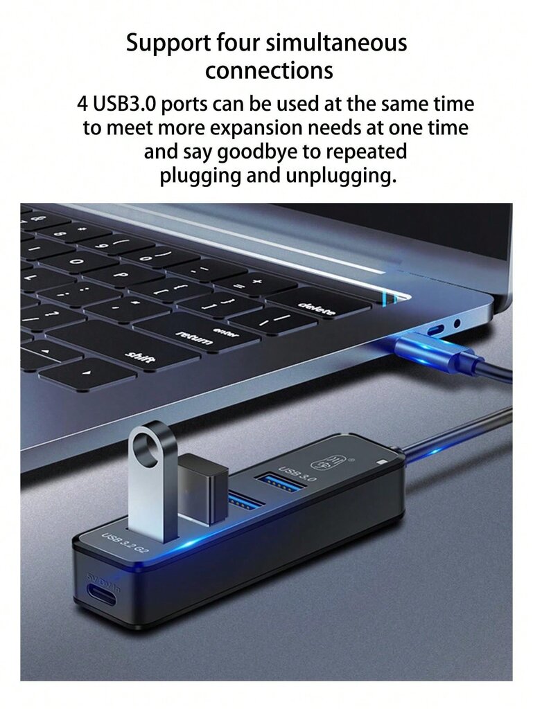 Kawau TYPE-C USB3.2 Neli-yhdessä-jakaja 4-porttinen HUB-telakointiasema Kannettava pöytätietokone Näppäimistö Hiiri Yksi neljään moniliitäntämuunnin jatkokaapeli 120cm H302PRO-musta-tyyppi C hinta ja tiedot | Kaapelit ja adapterit | hobbyhall.fi