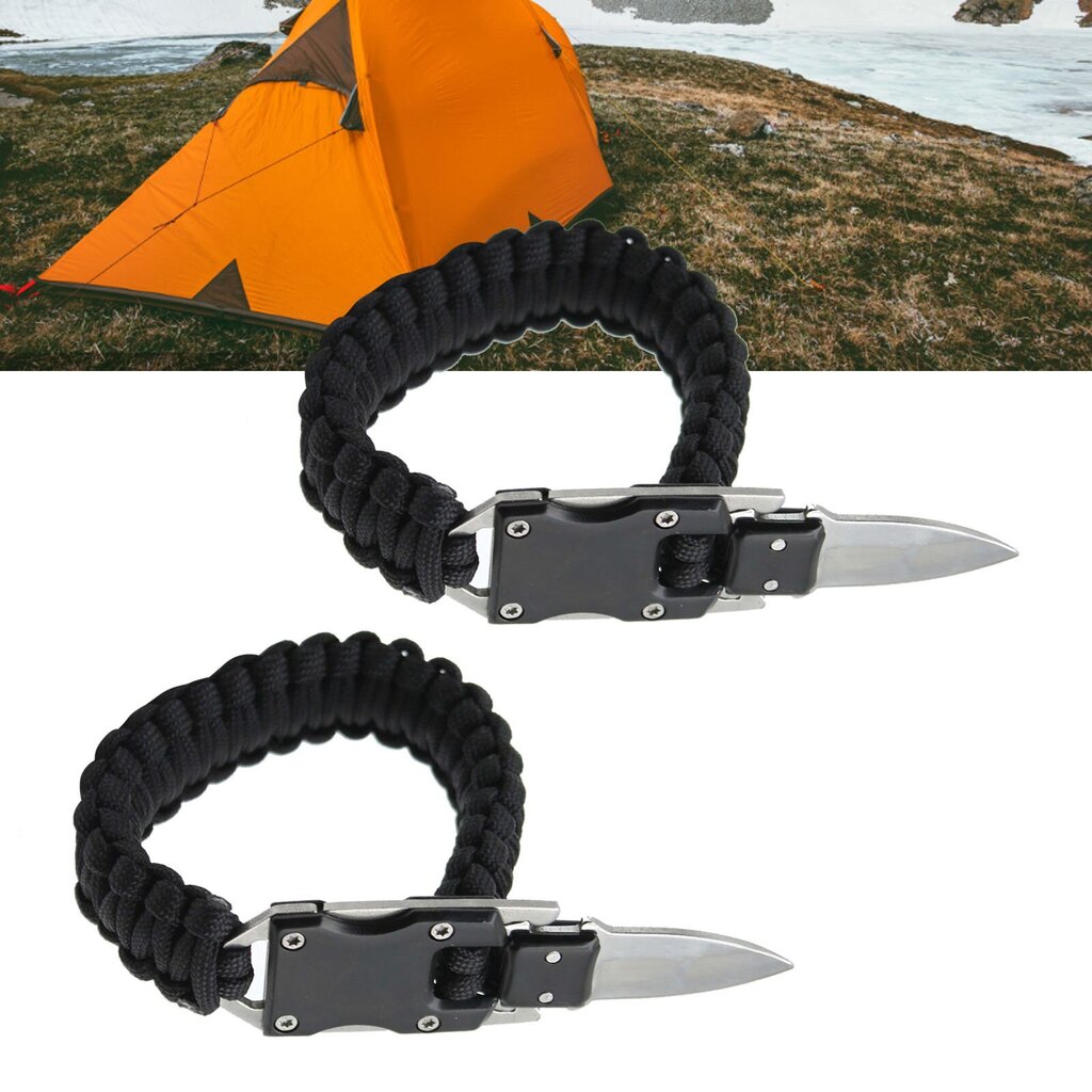 2 kpl Outdoor Emergency Rannekoru Musta Vihreä Ruostumattomasta teräksestä Turvallinen Kannettava 7 Core Paracord Survival Rannekoru veitsellä hinta ja tiedot | Vuorikiipeilyvarusteet | hobbyhall.fi