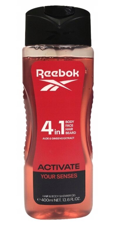 Reebok Miesten Aktivoi Aistisi Suihkugeeli, 400 ml hinta ja tiedot | Suihkusaippuat ja suihkugeelit | hobbyhall.fi