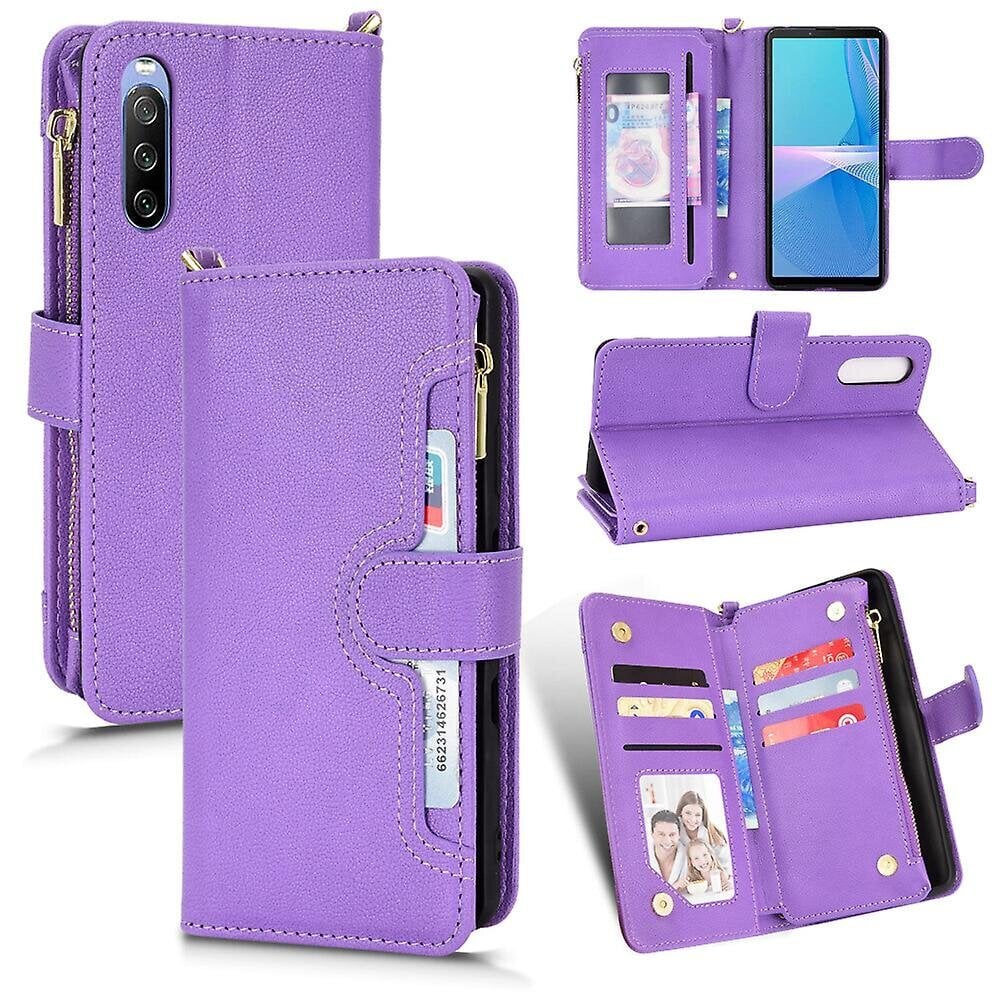 Sony Xperia 10 Iii Flip Case Pu Nahkainen Magneettinen Card Slots Ranneke käsilaukku hinta ja tiedot | Puhelimen kuoret ja kotelot | hobbyhall.fi