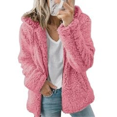 Naisten Teddy Bear takki pehmeä lämmin Cardigan Fleece turkis hupullinen pörröinen takki Topit talvi-vaaleanpunainen hinta ja tiedot | Naisten takit | hobbyhall.fi