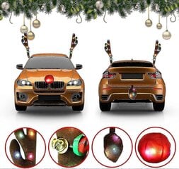 Car Reindeer Antlers Kit LED-valoilla, jouluporon sarvet, nenän ja hännän auton koriste-sarja auton ikkunan katto-top hinta ja tiedot | Juhlakoristeet | hobbyhall.fi