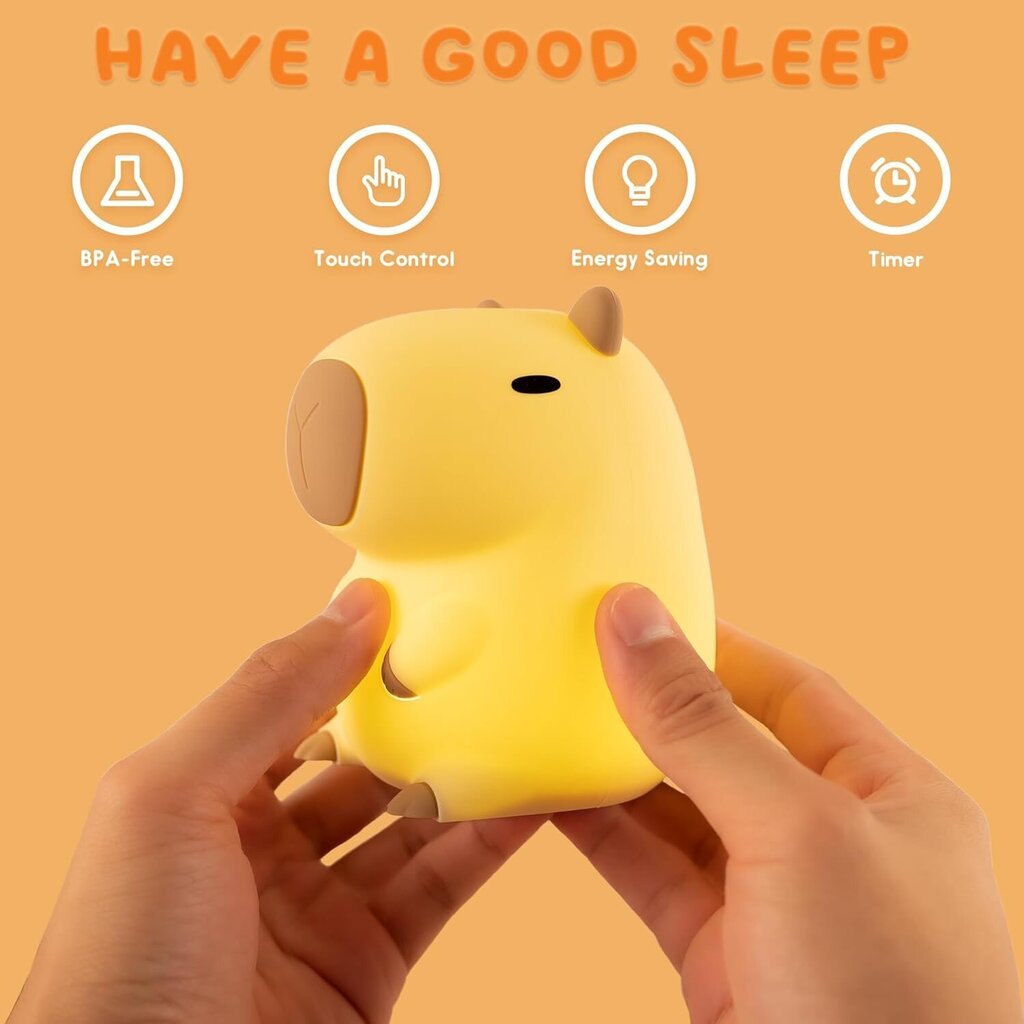 Capybara Night Light, Söpö Animal Silikoni Lastenhuone Night Light Ladattava pöytälamppu Yövalaisin kosketusanturilla Capybara hinta ja tiedot | Lastenhuoneen valaisimet | hobbyhall.fi