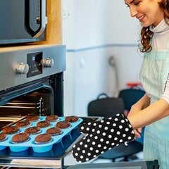 Uunin kintaat ja kattilanpitimet BBQ-käsineet-Uunin käsineet ja kattiloiden pidikkeet kierrätetyllä silikonilla, liukumattomalla kypsennyskäsineellä paistamiseen grillaukseen (2-osainen setti) (mustat pisteet) mustat pisteet hinta ja tiedot | Keittiötekstiilit | hobbyhall.fi