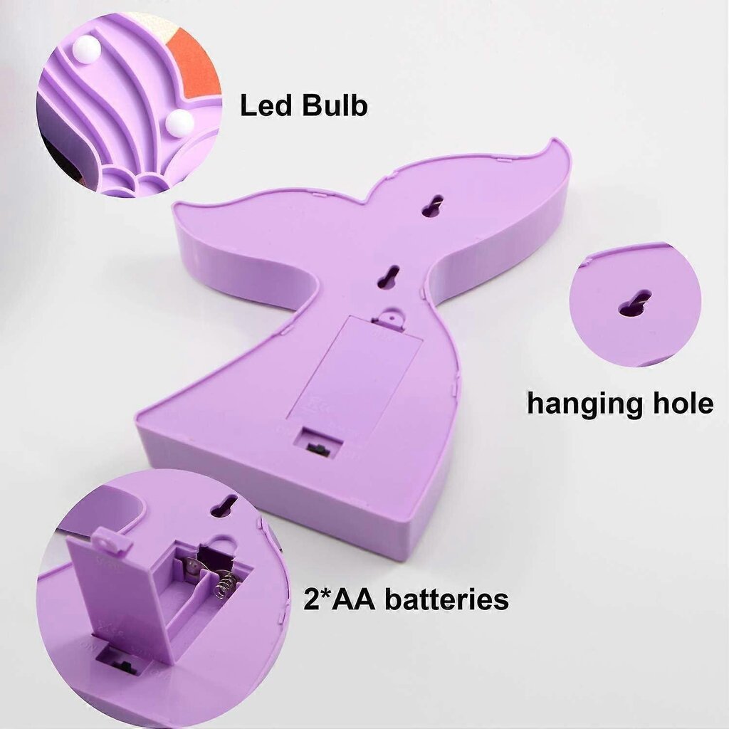 Suloinen Merenneidon hännän yövalo, Merenneidon juhlatarvikkeet, Merenneidon syntymäpäiväjuhlakoristeet, Merenneitolamppu, Paristokäyttöinen LED-valo, Merenneidon makuuhuone D hinta ja tiedot | Puutarha- ja ulkovalot | hobbyhall.fi