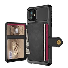 iPhone 12 / 12 Pro - Kansi Magneettisella Lompakolla - Musta Musta Musta hinta ja tiedot | Puhelimen lisätarvikkeet | hobbyhall.fi