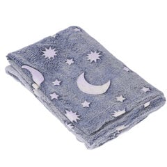 1,5x2m valoisa peitto kaksipuoleinen flanelli Star Moon Design Pehmeä hehku pimeässä peitossa lapsille Dusty Blue hinta ja tiedot | Peitot | hobbyhall.fi