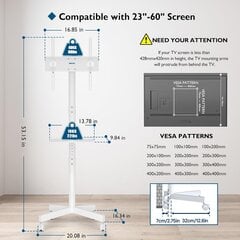 BONTEC TV-teline pyörillä, 23-55”, valkoinen hinta ja tiedot | TV-seinätelineet | hobbyhall.fi