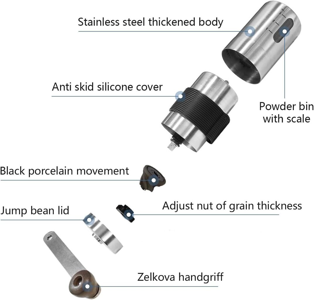 Manuaalinen kahvimylly, ruostumattomasta teräksestä valmistettu käsikahvimylly käsikammalla, keraaminen Burr Mini -käsimylly kahvipavuille säädettävällä tarkkuudella, kannettava kahvimylly leirille, keittiö hinta ja tiedot | Kahvimyllyt | hobbyhall.fi