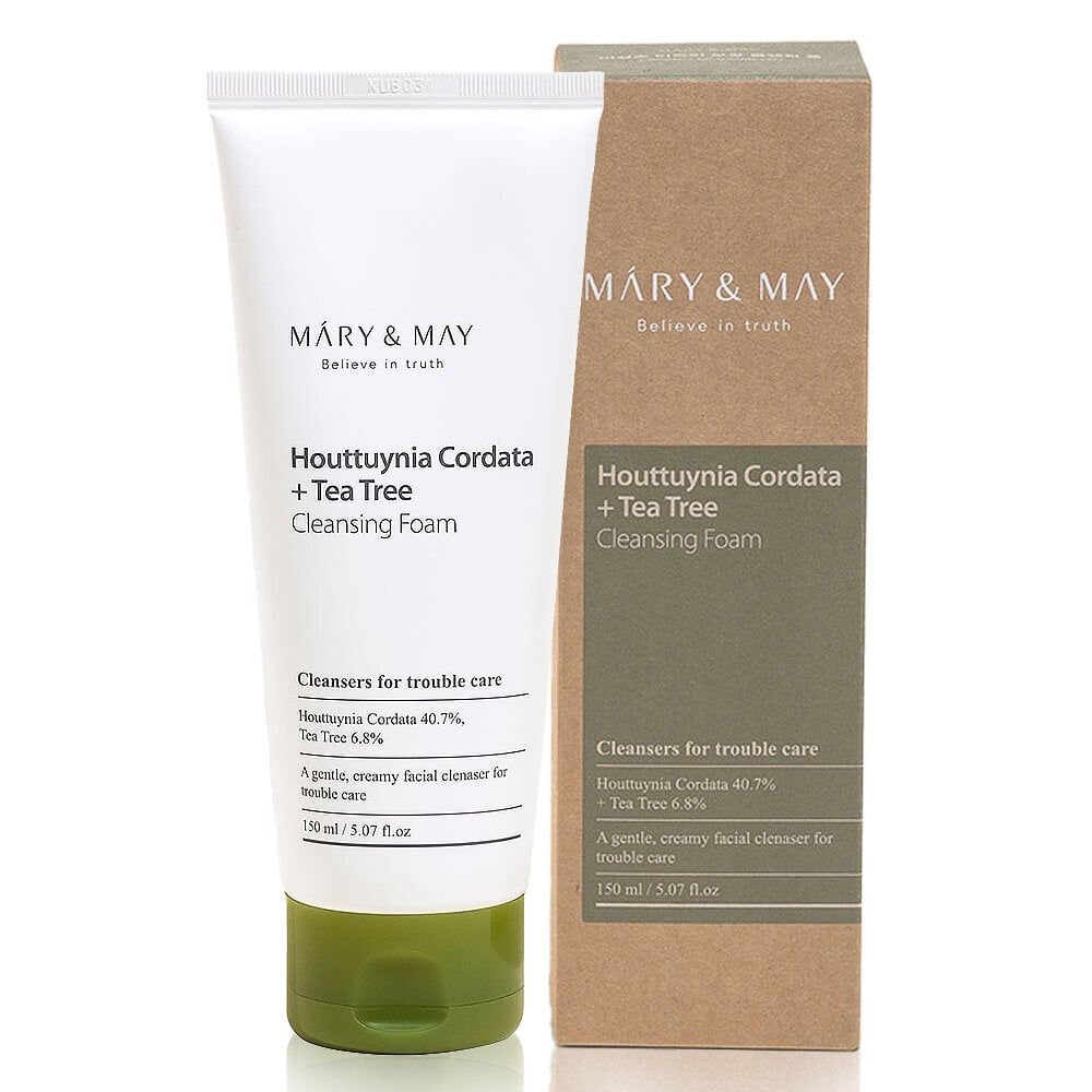 Mary&amp;May Houttuynia Cordata + Tea Tree Cleansing Foam 150ml - Rauhoittava kasvojen puhdistusvaahto. hinta ja tiedot | Kasvojen puhdistusaineet | hobbyhall.fi