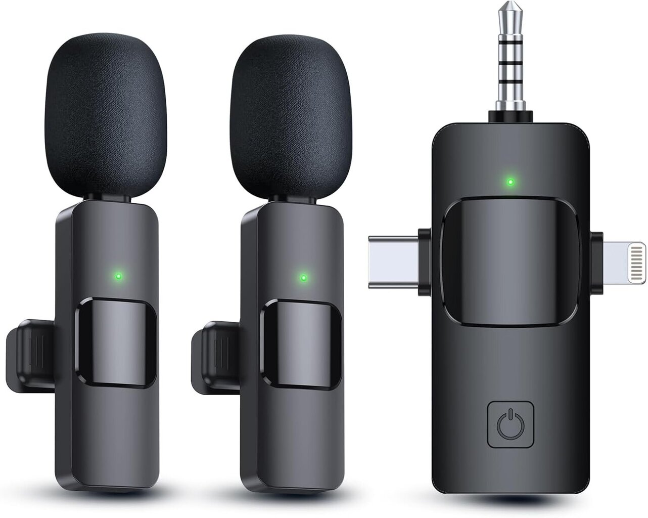 3 in 1 Langattomat Lavalier-mikrofonit iPhonelle, Androidille, kameralle, USB-C-mikrofonille, minimikrofonille kohinanvaimennusvideon tallentamiseen, vlogeihin hinta ja tiedot | Mikrofonit | hobbyhall.fi