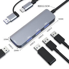 USB 3.0 SD-kortinlukija, 4 in 1 alumiininen USB A&C -keskitin, USB Extender PC:lle, kannettaville tietokoneille ja Tablet-tyyppi-c+usb (usb3.0*4) hinta ja tiedot | USB-sovittimet äänentoistoon | hobbyhall.fi