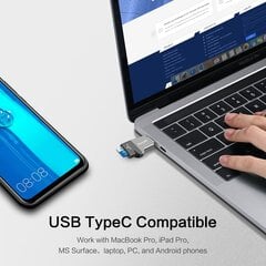 Type-C MicroSD-kortinlukija USB 3.0 Super Speed -tekniikalla, tukee MicroSDXC:tä ja MicroSD-korttia Windowsille, Mac OS X:lle ja Andriodille (harmaa) hinta ja tiedot | Meeare Store Autotuotteet | hobbyhall.fi