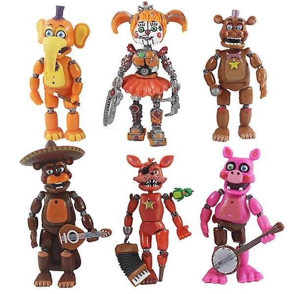 5 kpl Five Nights At Freddys -toimintahahmot Toy Security Breach -sarja Glamrock Foxy Bonnie Fazbear PVC-nuket Fnaf lapsille -lahja hinta ja tiedot | Pienoismallit | hobbyhall.fi