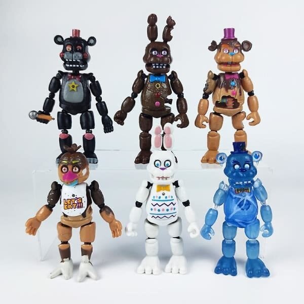 5 kpl Five Nights At Freddys -toimintahahmot Toy Security Breach -sarja Glamrock Foxy Bonnie Fazbear PVC-nuket Fnaf lapsille -lahja hinta ja tiedot | Pienoismallit | hobbyhall.fi