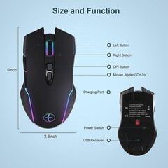 Langaton hiiri Hiiri Jiggler Mouse Mover LED Ladattava 2.4G Mause Ergonominen Mini Hiiri USB Optiset Hiiret 1600 DPI hinta ja tiedot | Hiiret | hobbyhall.fi