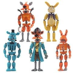 5kpl Five Nights at Freddys Action figures Toy Security Breach Series Glamrock Foxy Bonnie Fazbear PVC-nuket Fnaf For Kids Gift 6kpl B hinta ja tiedot | Pienoismallit | hobbyhall.fi