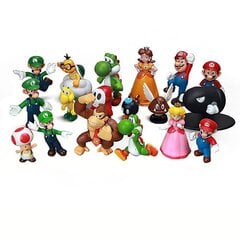 18 kpl/setti Mini Super Mario -figuurit Super Mario Bros Yoshi Daisy Princess PVC -toimintafiguurit kuvan mukaisesti hinta ja tiedot | Pienoismallit | hobbyhall.fi