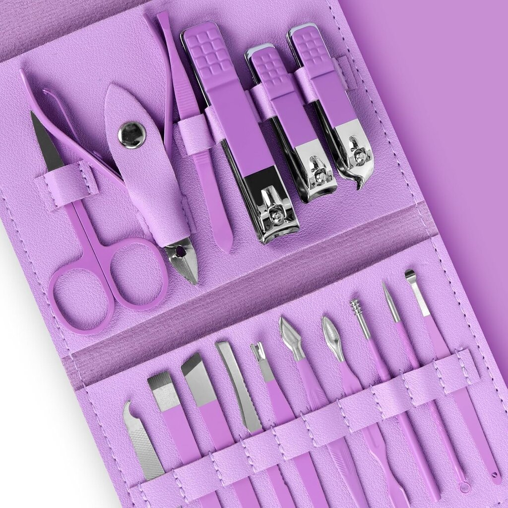 16 kpl manikyyrisetti Professional Nail Clippers pedikyyrisetti, violetti hinta ja tiedot | Manikyyri- ja pedikyyritarvikkeet | hobbyhall.fi