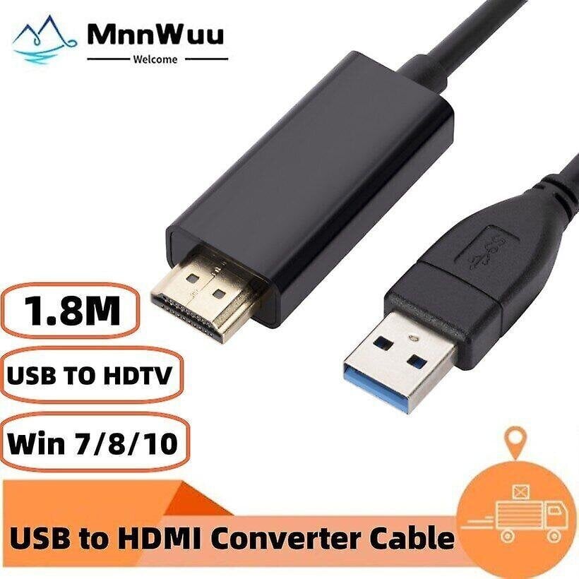 1,8 m USB-HDMI-sovitinkaapeli USB 2.0 tyyppi A uros-hdmi-uros muunnin Uusi hinta ja tiedot | USB-sovittimet äänentoistoon | hobbyhall.fi