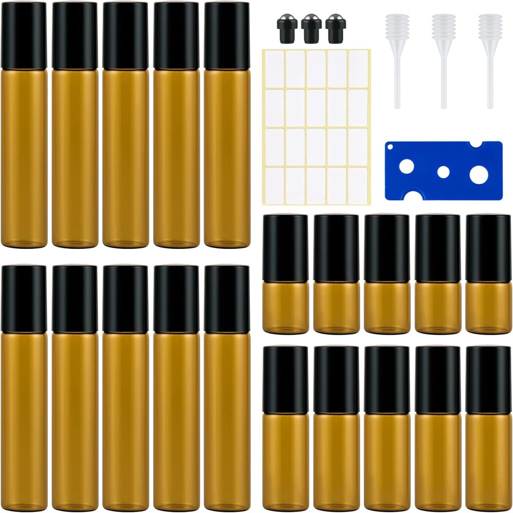 Kieswan Lasipullot eteerisille öljyille, 3 ml / 5 ml / 10 ml, 20 kpl hinta ja tiedot | Kosmetiikkalaukut ja peilit | hobbyhall.fi