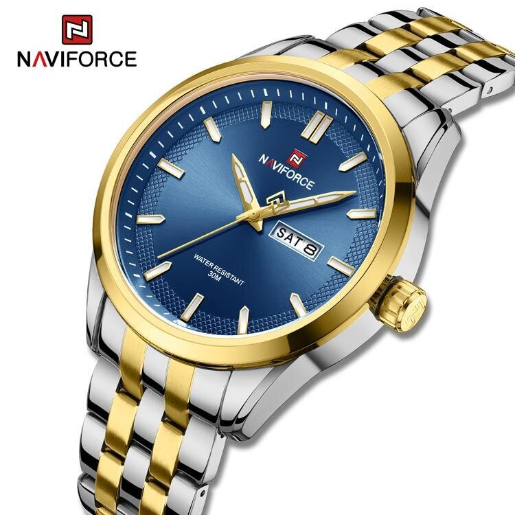 245 Mm Harmaa Naviforce Nf9203 Miesten Kello Old School Design Casual Classic Day Date Quartz Rannekello Miehelle Lahja hinta ja tiedot | Miesten kellot | hobbyhall.fi