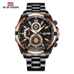 Ruostumaton Teräs Musta/Ruusukulta Va Va Voom Kvartsikello Ruostumaton Teräs Top Laadukas Muoti Ylellinen Vedenpitävä Valoisa Päivämäärä Viikko Chronograph Urheilu Rannekellot Kvartsikellot hinta ja tiedot | Miesten kellot | hobbyhall.fi