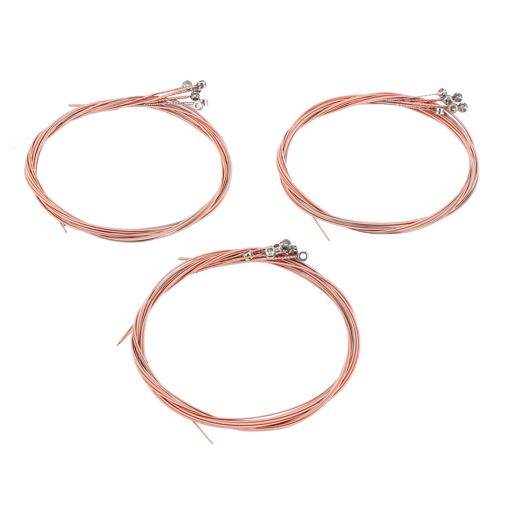 3Set Universal Steel Akustiset Folk Kitaran Kielet Korvaavat Soittimen tarvikkeet 3Set Rose Copper Strings hinta ja tiedot | Soittimien lisätarvikkeet | hobbyhall.fi