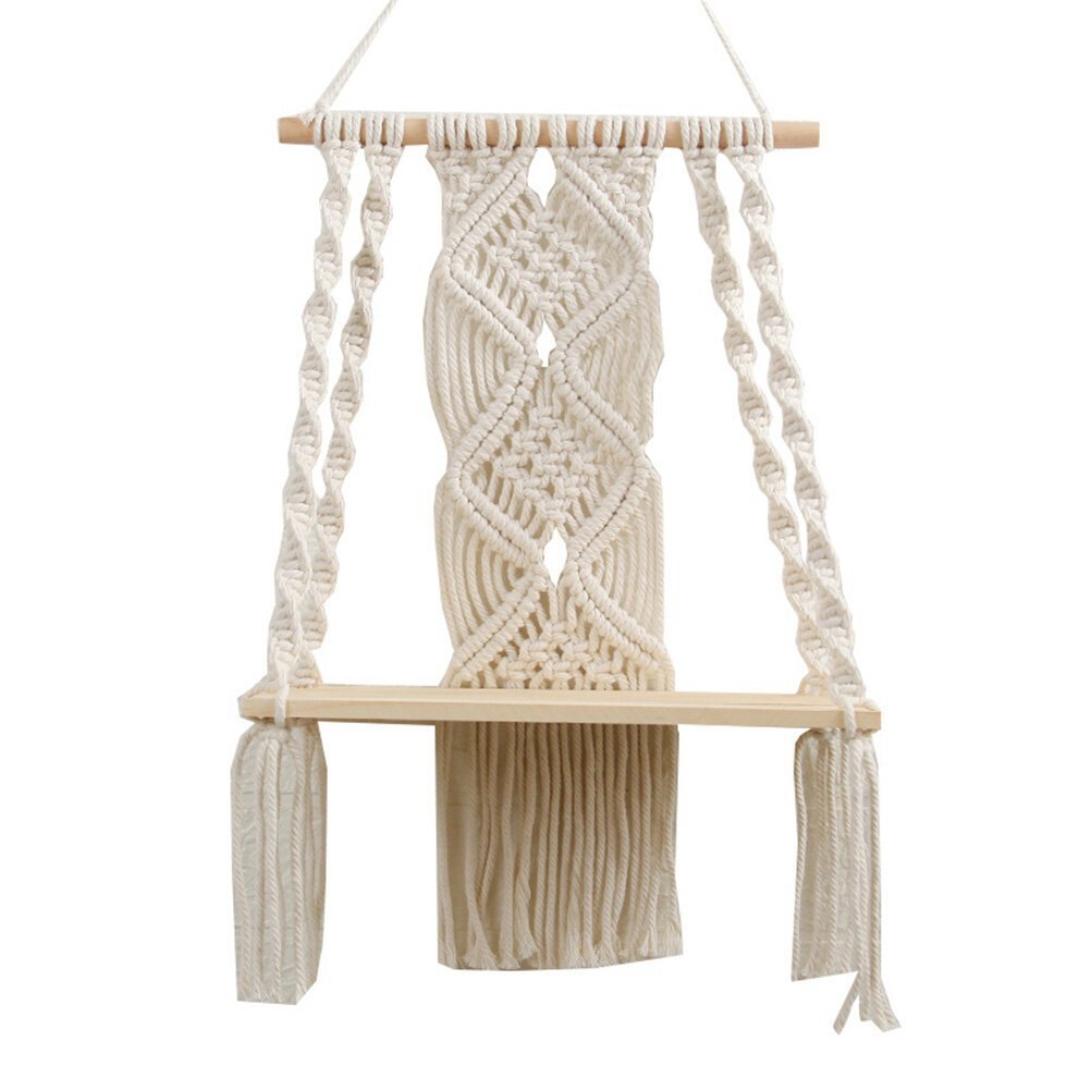 Hyllyt,Boho Macrame seinähylly, käsintehty puuvillaköysi kasvinpidike tapetti hinta ja tiedot | Hyllyt | hobbyhall.fi