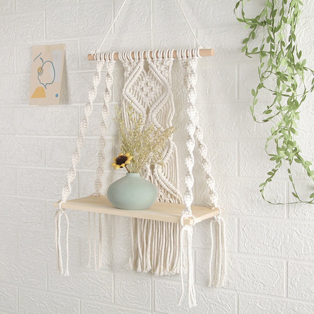 Hyllyt,Boho Macrame seinähylly, käsintehty puuvillaköysi kasvinpidike tapetti hinta ja tiedot | Hyllyt | hobbyhall.fi