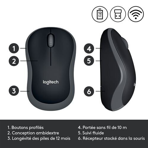 Hiiri,Logitech M185 - Hiiri - optinen - langaton - 2,4 GHz - langaton USB-vastaanotin - harmaa hinta ja tiedot | Hiiret | hobbyhall.fi