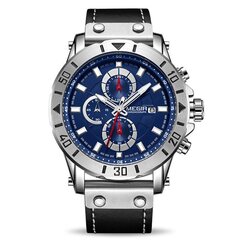 Musta Chronograph Quartz Kellot Miehille Huippumerkki Luxury Megir Blue Miesten Urheilukello Kello Tuntiaika hinta ja tiedot | Miesten kellot | hobbyhall.fi