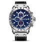 Musta Chronograph Quartz Kellot Miehille Huippumerkki Luxury Megir Blue Miesten Urheilukello Kello Tuntiaika hinta ja tiedot | Miesten kellot | hobbyhall.fi