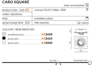 Sisäänrakennettu valaisin Caro Square AZ2434 hinta ja tiedot | Upotettavat valaisimet ja LED-valaisimet | hobbyhall.fi