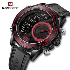 265 Mm Sininen Naviforce Nf9199t Creative Silicon Miesten Kello Valoisa Vedenpitävä Urheilurannekello Quartz Dual Display hinta ja tiedot | Miesten kellot | hobbyhall.fi