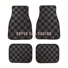 (Harmaa) 4 kpl JDM Racing Cluture Checkered Print Auton lattiamattotarvikkeet Klassiset maton liukumattomat lattiamatot hinta ja tiedot | Auton yleismatot | hobbyhall.fi