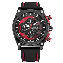 Punainen Megir Sport Miesten Kello Huippumerkki Luxury Quartz Rannekello Silikoni Army Armeija Kellot Kello Miesten Chronograph Relogio Masculino hinta ja tiedot | Miesten kellot | hobbyhall.fi