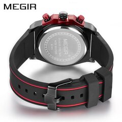 Punainen Megir Sport Miesten Kello Huippumerkki Luxury Quartz Rannekello Silikoni Army Armeija Kellot Kello Miesten Chronograph Relogio Masculino hinta ja tiedot | Miesten kellot | hobbyhall.fi