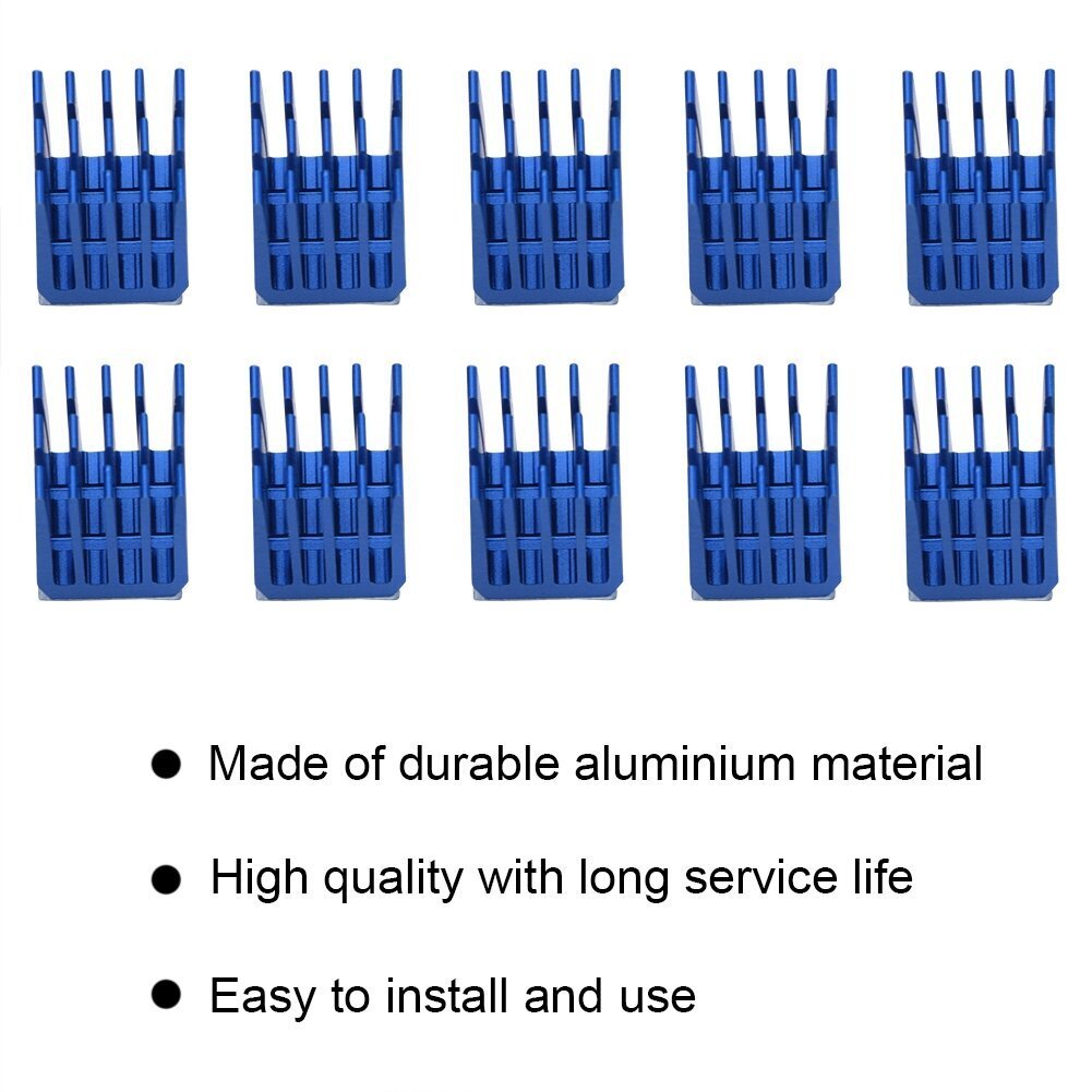 10 kpl Sininen alumiininen askelmoottoriohjaimen jäähdytyselementin jäähdytysrivien jäähdytin 3D-tulostimelle hinta ja tiedot | Tulostustarvikkeet | hobbyhall.fi