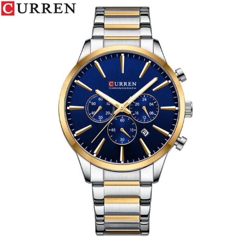 Sininen Curren New Man Wristwatch Vedenpitävä Chronograph Miesten Kello Military Sport Miesten Kello hinta ja tiedot | Miesten kellot | hobbyhall.fi