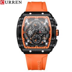 Oranssi Curren New Man Rannekello Vedenpitävä Chronograph Miesten Kello Military Silicone Alkuperäinen Urheilukello hinta ja tiedot | Miesten kellot | hobbyhall.fi